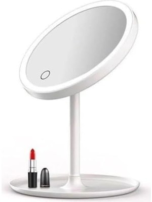 Mena Rise Busstier Dokunmatik LED Işıklı Usb'li Yuvarlak Masa Üstü Makyaj Aynası: Aydınlatmalı ve Portatif Tasarım