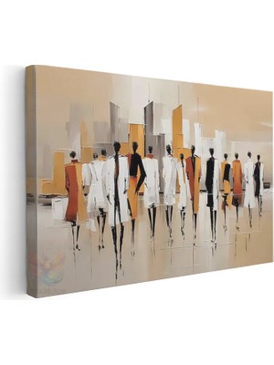 Artarilion Yatay Kanvas Tablo Soyut Insan Figurleri Modern Duvar Tablosu Kanvas Salon Ofis Tablosu