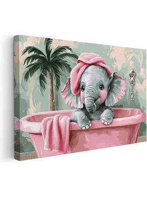Artarilion Yatay Kanvas Tablo Kuvette Bebek Fil Modern Duvar Tablosu Kanvas Salon Ofis Tablosu