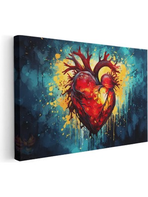 Artarilion Yatay Kanvas Tablo Soyut Kalp Modern Duvar Tablosu Kanvas Salon Ofis Tablosu