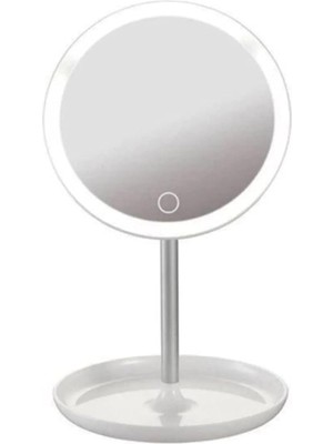 Mena Rise Infomax Dokunmatik LED Işıklı Makyaj Aynası | USB Bağlantılı, Ayarlanabilir Parlaklık, Masaüstü ve Portatif, Yuvarlak Tasarım - Beyaz