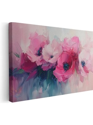 Artarilion Yatay Kanvas Tablo Pembe Cicekler Modern Duvar Tablosu Kanvas Salon Ofis Tablosu