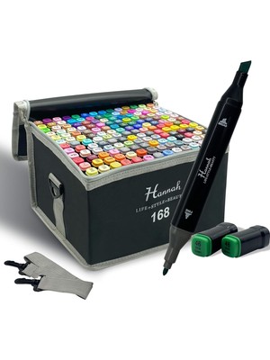 Mena Rise 168 Adet Marker Oluşan Rengarenk Seti Çantalı Çift Taraflı Marker Renklendirme