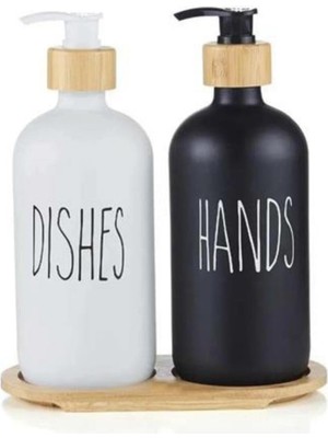 Mena Rise -White Siyah Beyaz Sıvı Sabunluk 500-ML Alt Tepsili