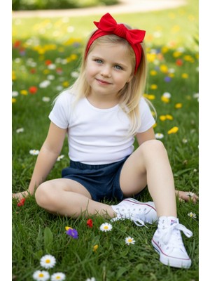 Parla Kids Kız Çocuk Indigo Jean Şort Bandana Takım