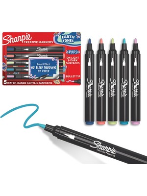 Mena Rise Yaratıcı Marker Akrilik | Toprak Tonları | Su Bazlı | Kan Dolaşımı Yok | Çoğu Yüzey Üzerine Yazar | Küre Uçlu | Çeşitli Renkler | 5'li Paket