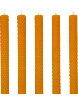 Mena Rise (5 Adet) Şamdan Mumu (21X2CM) Petek Seti Beeswax Bal Mumu Mum Özel Dekoratif Mum