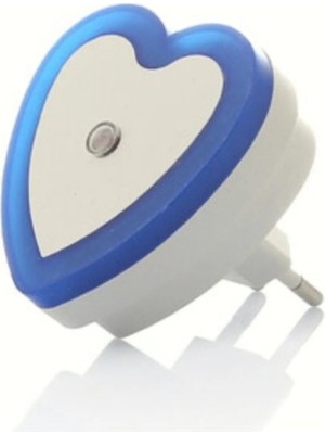 Usin Mavi Işık Kalp Tip Otomatik Gece Yanıp Gündüz Sönen Işık Sensörlü Ledli Gece Lambası