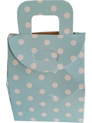 Mena Rise Çanta Mavi Puanlı Kutu Şeker Kutusu Kına Kutusu Lokum Kutusu 25 Adet