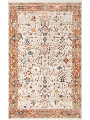 Kalesta Halı Caretta 01 Cream Terra Yumuşak Doku Vintage Eskitme Desenli Sıcak Renk Tonlarına Sahip Salon Halısı