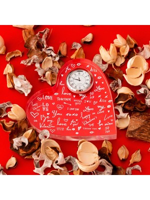 Mena Rise Temalı Hediye Akrilik Kalp Saat