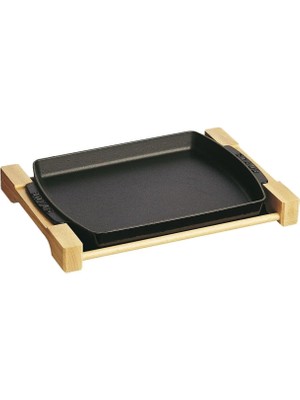 Mena Rise Specialities Ahşap Altlıklı Döküm Servis Tabağı, Siyah