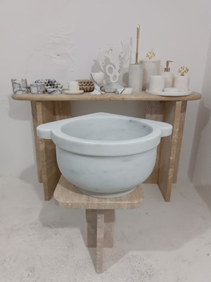 Home Mermer Kurna- Köşeli Kurna-Hamam Kurnası-Banyo Kurnası-Ev Hediyesi-Mermer Ev Aksesuarlar