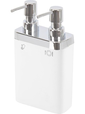 Mena Rise Viva 2'li Sıvı Sabunluk, ‎6 x 12.5 x 22 Cm, Beyaz (M-E11-01)