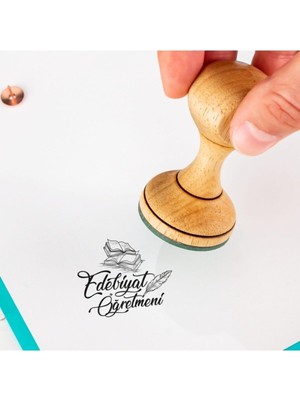 Mena Rise Öğretmenlerine Hediye Mühür Seti - Ahşap Kitap Mühür - Defter Kaşe