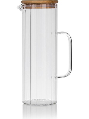 Mena Rise 1000ML Bambu Kapaklı Borosilikat Cam Yağlık & Sürahi – Şık, Dayanıklı ve Sağlıklı Saklama Çözümü (8cm x 20CM)