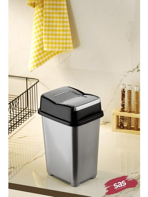 Mena Rise Haus Dolap Içi Çöp Kovası Pratik Kapak Mutfak Girdap Çöp Kovası Gri 5 Litre