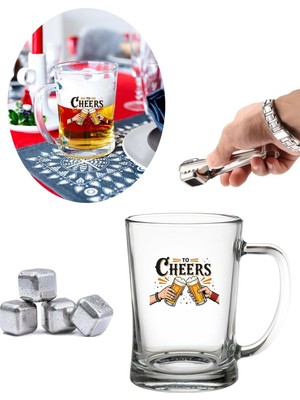 Mena Rise Büyük Boy Renkli Baskılı Cam Bardağı Beer Glass Mug 600 ml