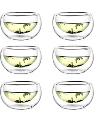 Mena Rise 6'lı 100 ml Çift Cidarlı Cam Reçellik, Sunumluk ve Çerezlik Mini Kase Seti – Şık ve Fonksiyonel Tasarım-Kahvaltılık ve Sosluk