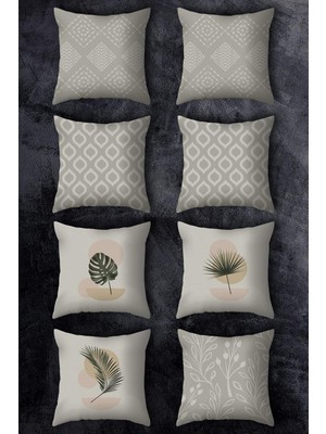 Mena Rise Çift Tarafı Baskılı 43X43 Kırlent Kılıfı 8'li Set Kombini