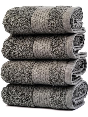 Mena Rise | Minerva |%100 Pamuklu 4'lü Misafir Havlusu Seti Antrasit