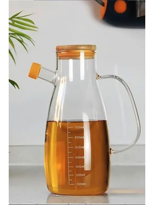 Mena Rise Cam Yağdanlık Bambu Kapaklı Borosilikat 1000 M