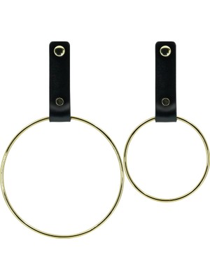 Mena Rise Deri Havlu Askısı, Ikili Metal Kulplu Havlu Askısı -