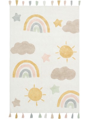 Kalesta Halı Candy Baby 10 %100 Pamuk Naturel Malzeme ile Üretilmiş Kaymaz Bebek Çocuk Halısı