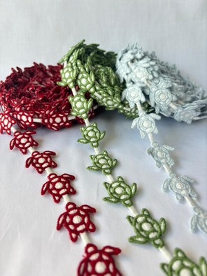 Mena Rise Desenli Şerit Süs | Dekoratif Nakış Aksesuar (Kırmızı)