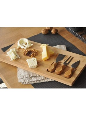 Mena Rise Diğer Bambu Peynir Sunum Tabağı, Meyve Yiyecek Tahta Sunum Tabağı 4 Parça
