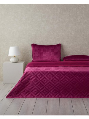 Mena Rise Diamant Kadife Size Yatak Örtüsü Takımı 240X220 cm Fuşya