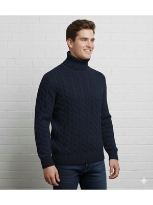 ModaBase Erkek-Bogazlı-Saç Örgülü-Balıkçı Yaka-Kazak