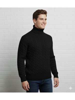 ModaBase Erkek-Bogazlı-Saç Örgülü-Balıkçı Yaka-Kazak