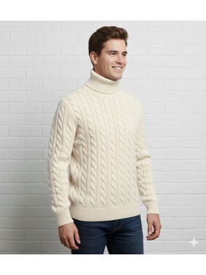 ModaBase Erkek-Bogazlı-Saç Örgülü-Balıkçı Yaka-Kazak