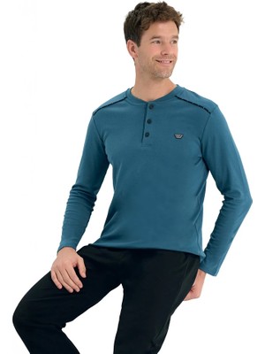 Over Sleep by Poleren Over Sleep 2201 Erkek Kışlık Interlok Pijama Takım