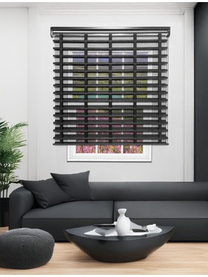 YS Perde Tasarım Picasso Shadow Silüet Kumaş Jaluzi Store Perde, Alüminyum Kasalı Yüksek Kaliteli - Siyah 2111XSHADOW