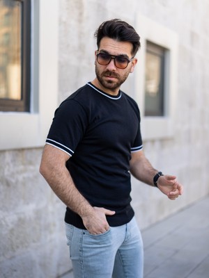 ahmetkoc collection Triko T-Shirt Siyah Renk