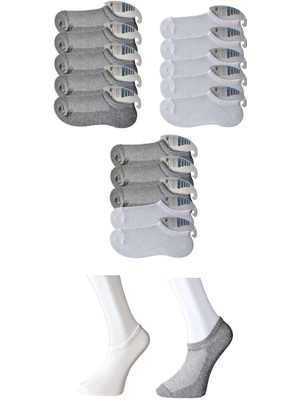 FRY Gri ve Beyaz Erkek Görünmez Çorap 15 Çift