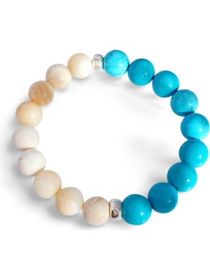 Gümüş Şel Turkuaz Doğal Taşlı Kadın Bileklik