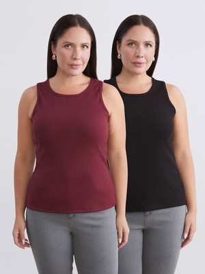 Lc Waikiki Yeni Sezon Büyük Beden Bisiklet Yaka Kadın Atlet 2'li