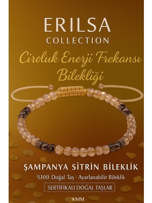 Erilsa Sertifikalı Şampanya Sitrin Bereket ve Ciro Enerji Frekansı Bilekliği - 4 mm