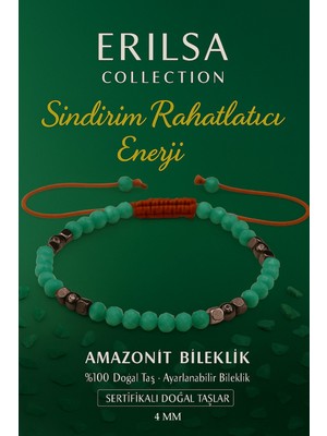 Erilsa Sertifikalı Sindirim Rahatlatıcı Enerji Bilekliği – Amazonit Terahertz Doğal Taş Ince Model