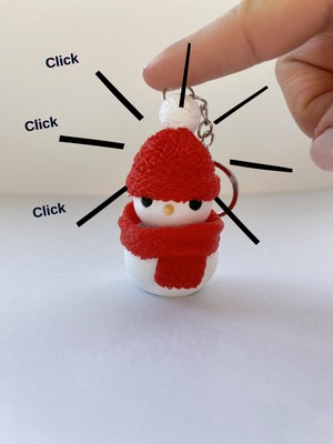 Alseka - Kardan Adam Click Anahtarlık – Fidget Toy, 3D Baskı, Dokulu Bere & Atkı, Sevimli Tasarım
