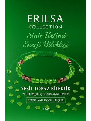 Erilsa Sertifikalı Sinir Iletimi ve Enerji Akışı Destekleyici Bilekliği - Yeşil Topaz Terahertz Doğal Taş