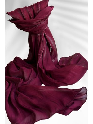 Esilanur Saten Dokulu Janjan Abiye Şal 75X180CM Bordo