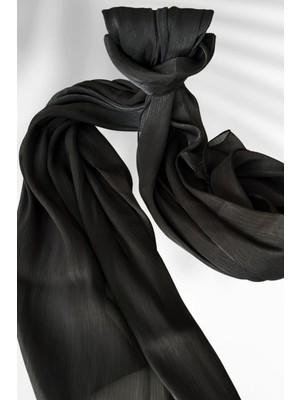 Esilanur Saten Dokulu Janjan Abiye Şal 75X180CM Siyah