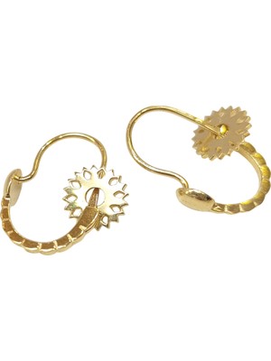 Genel 20MM Güneş Halka Küpe 14 Ayar Altın Hd Videolu