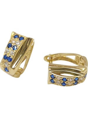 Genel Mavi Taşlı Küpe 14 Ayar Altın Hd Videolu