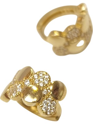 Genel 13.5mm Taşlı Halka Küpe 14 Ayar Altın Hd Videolu