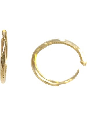 Genel 21.7mm Karo Halka Küpe 14 Ayar Altın Hd Videolu